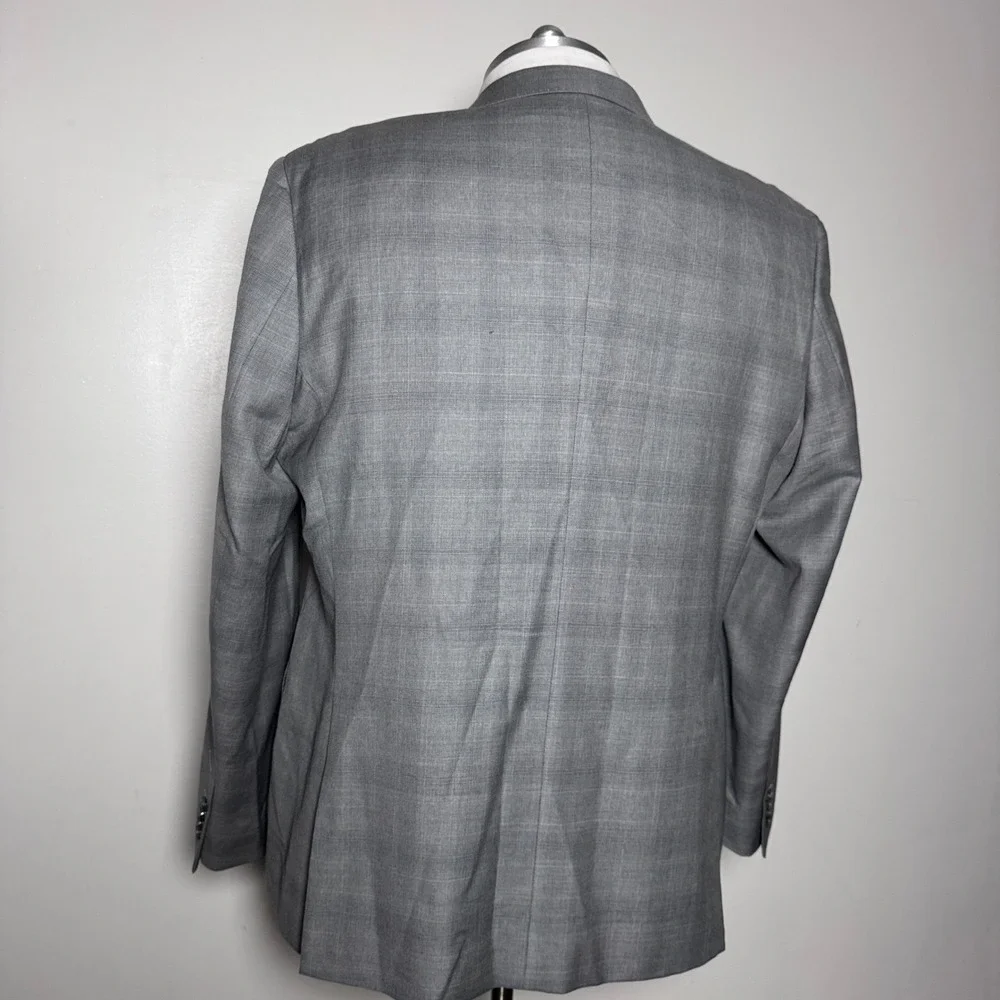 Joseph‎ Abboud Blazer Mens 52L Grey Glen Plaid Super 120s Wool Two Button Jacket